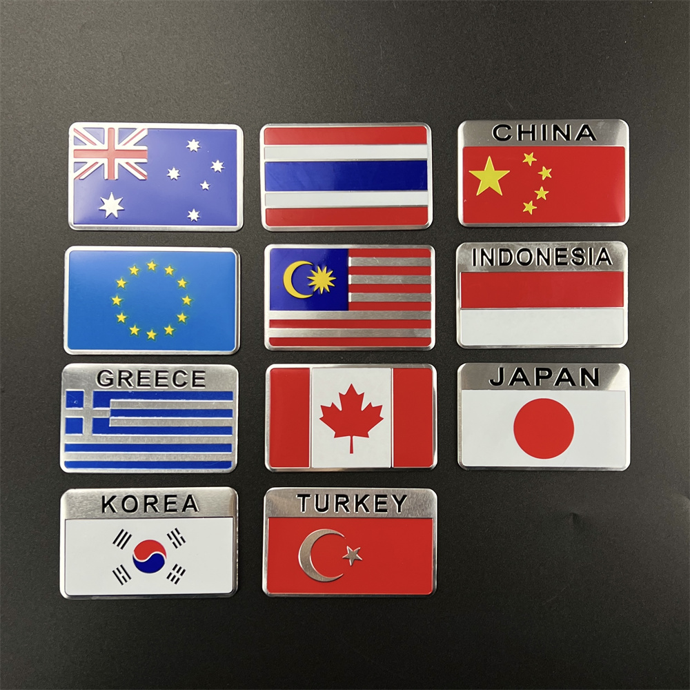 Car Accessories Uae - Aluminiowa naklejka Flaga narodowa USA Rosja