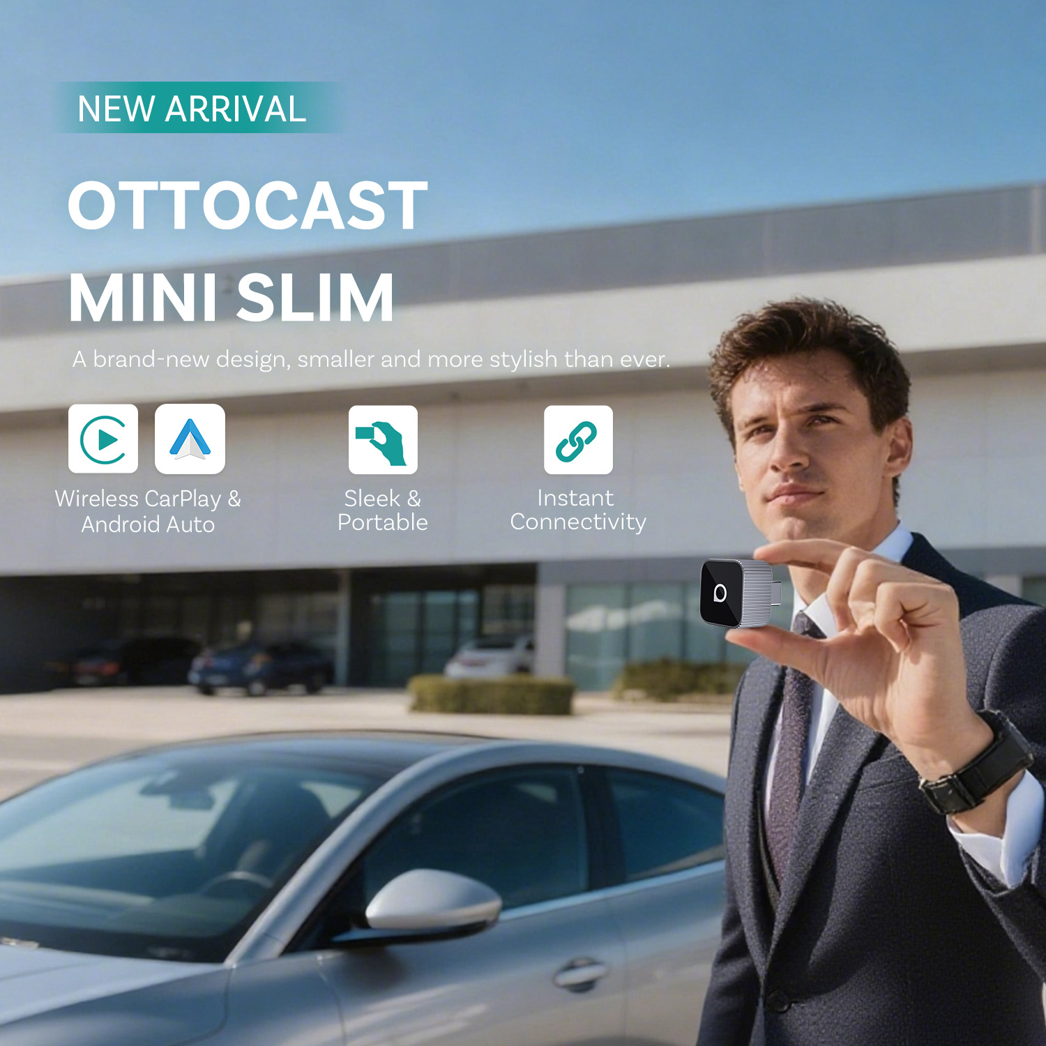 Car Accessories Usa - Ottocast Mini Slim Bezprzewodowy Adapter CarPlay
